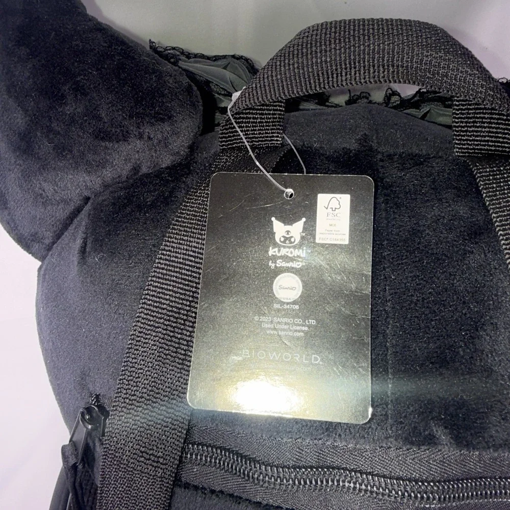 Kuromi NWT Hot Topic Bioworld Sanrio Lolita Black Plush Backpack Bag 16